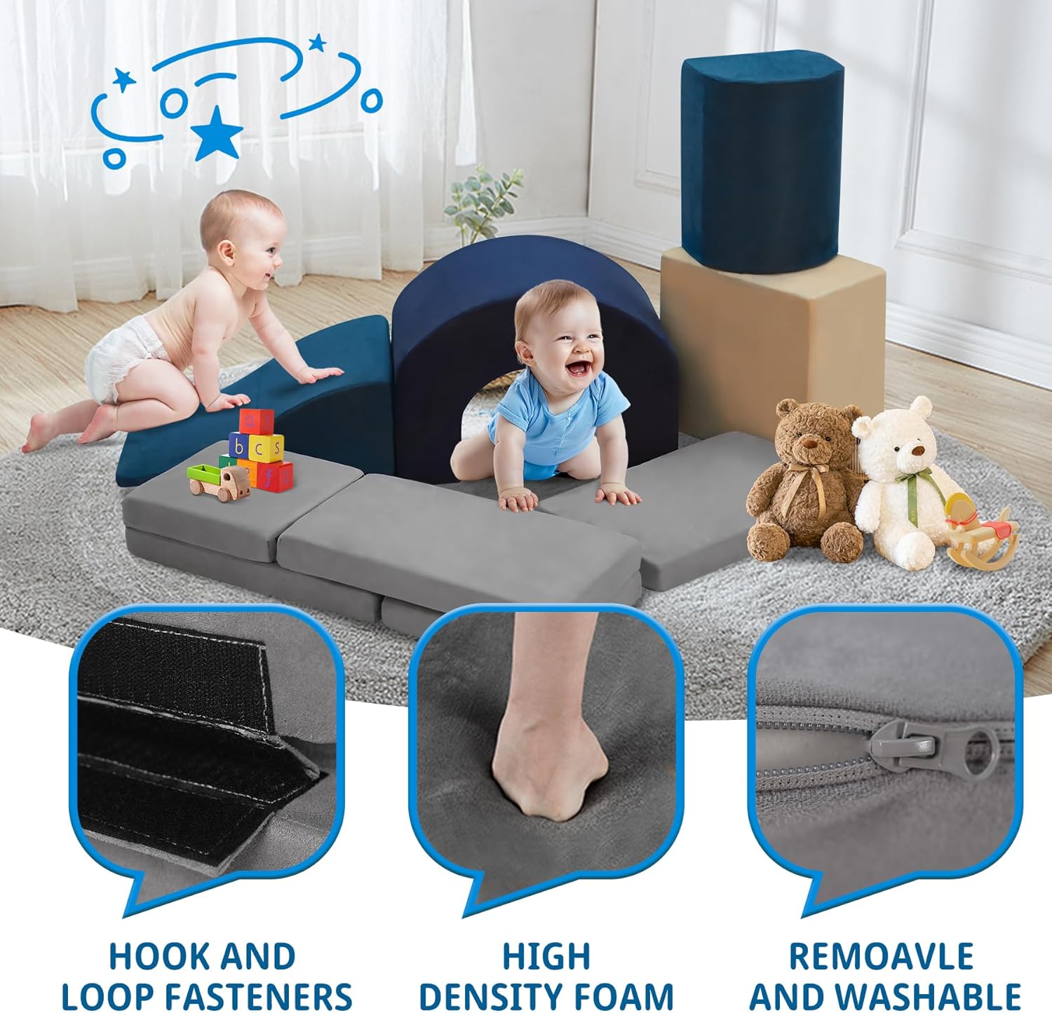 7 Pieces Climbing Toys and Blocks - Indoor Soft Foam Climber PlaySet