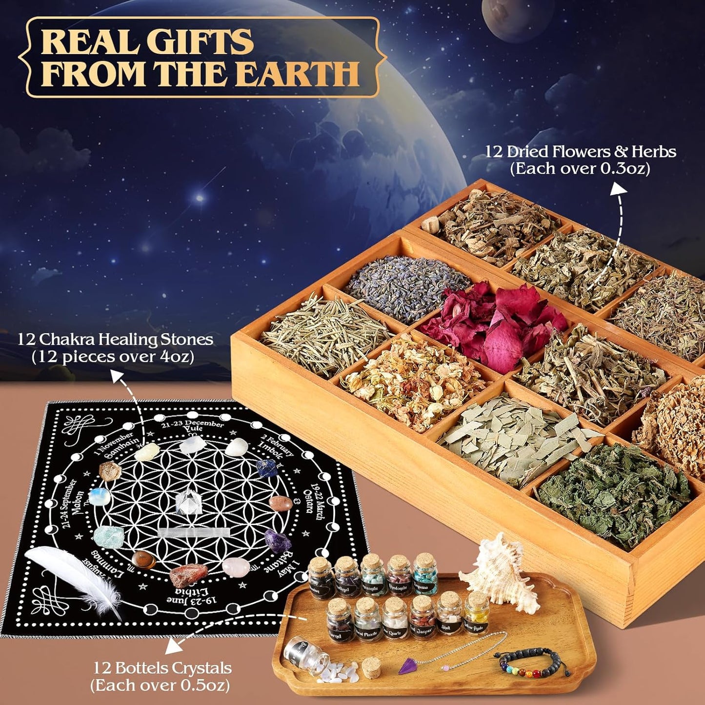 Witchcraft Supplies Kit, 80Pack Witch Starter Kit Wiccan Supplies and Tools -  BigGreenBear.com games 39.99 USD Big Green Bear