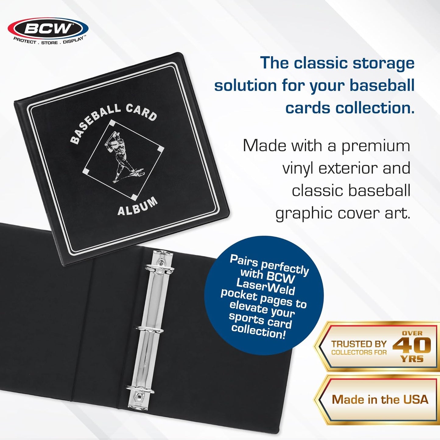 BCW Supplies 3" Baseball Album - Black | Premium Durable Binder for 90 Baseball Cards -  BigGreenBear.com Baseball cards 17.99 USD Big Green Bear