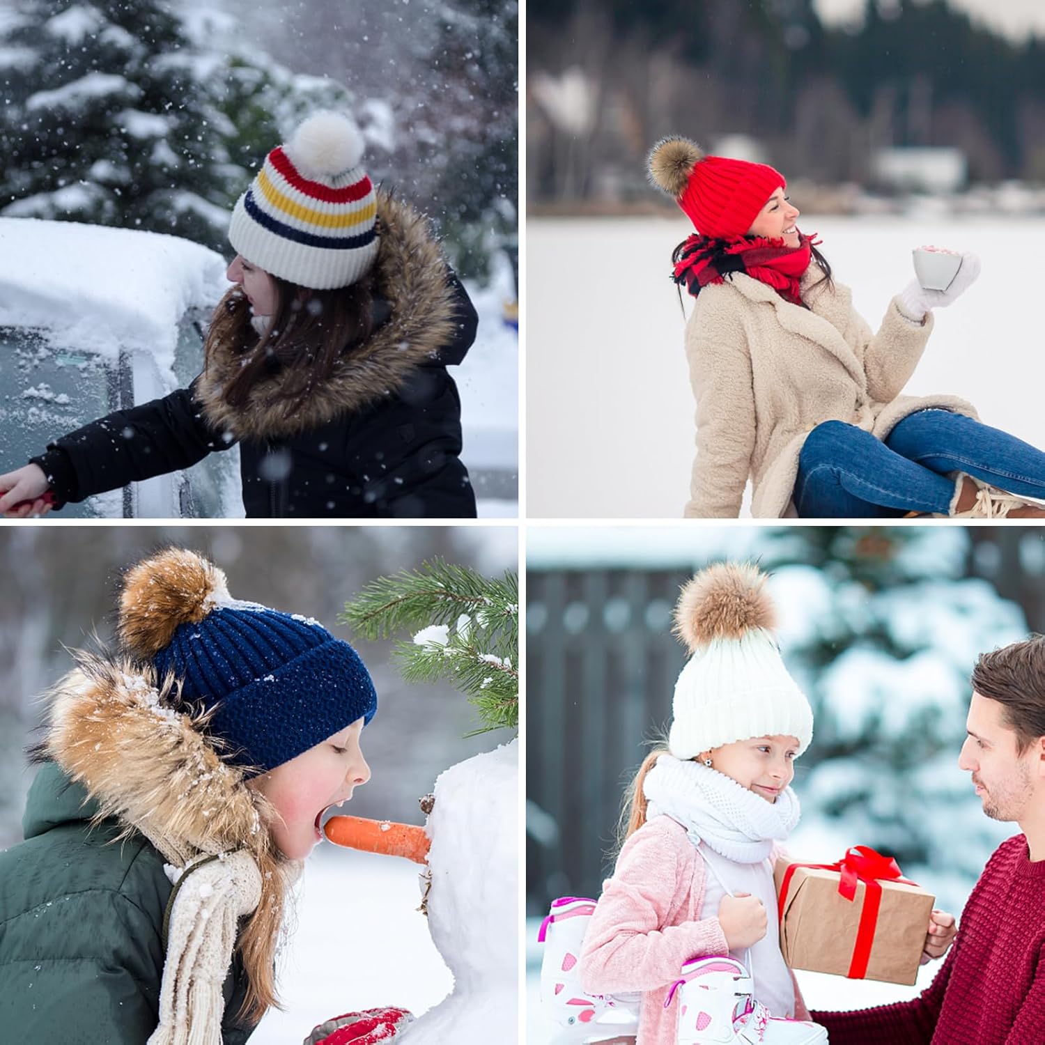 20 Pcs Faux Fur Pom Poms for Hats - 4.5 Inch Fluffy DIY