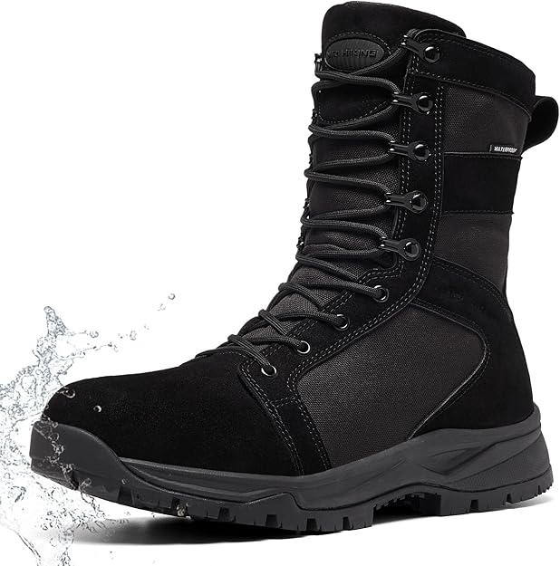 Men's 8 inch Waterproof Suede Tactical Military Boots in Earth Brown - Big Green Bear