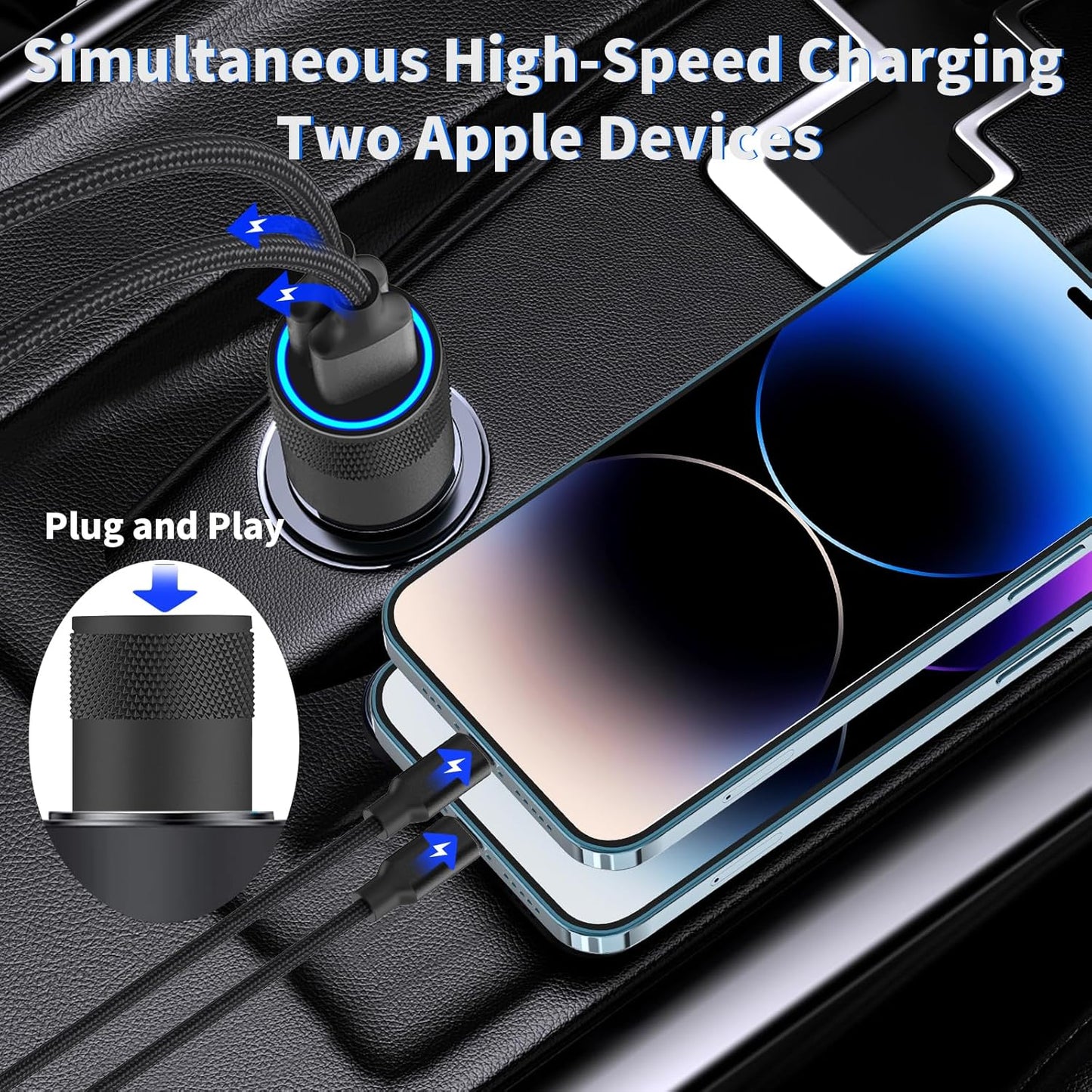 【MFi Certified】iPhone Car Charger for iPhone 14 13 12 11 Pro XS Mini XR X SE iPad -  BigGreenBear.com cell phone 10.89 USD Big Green Bear