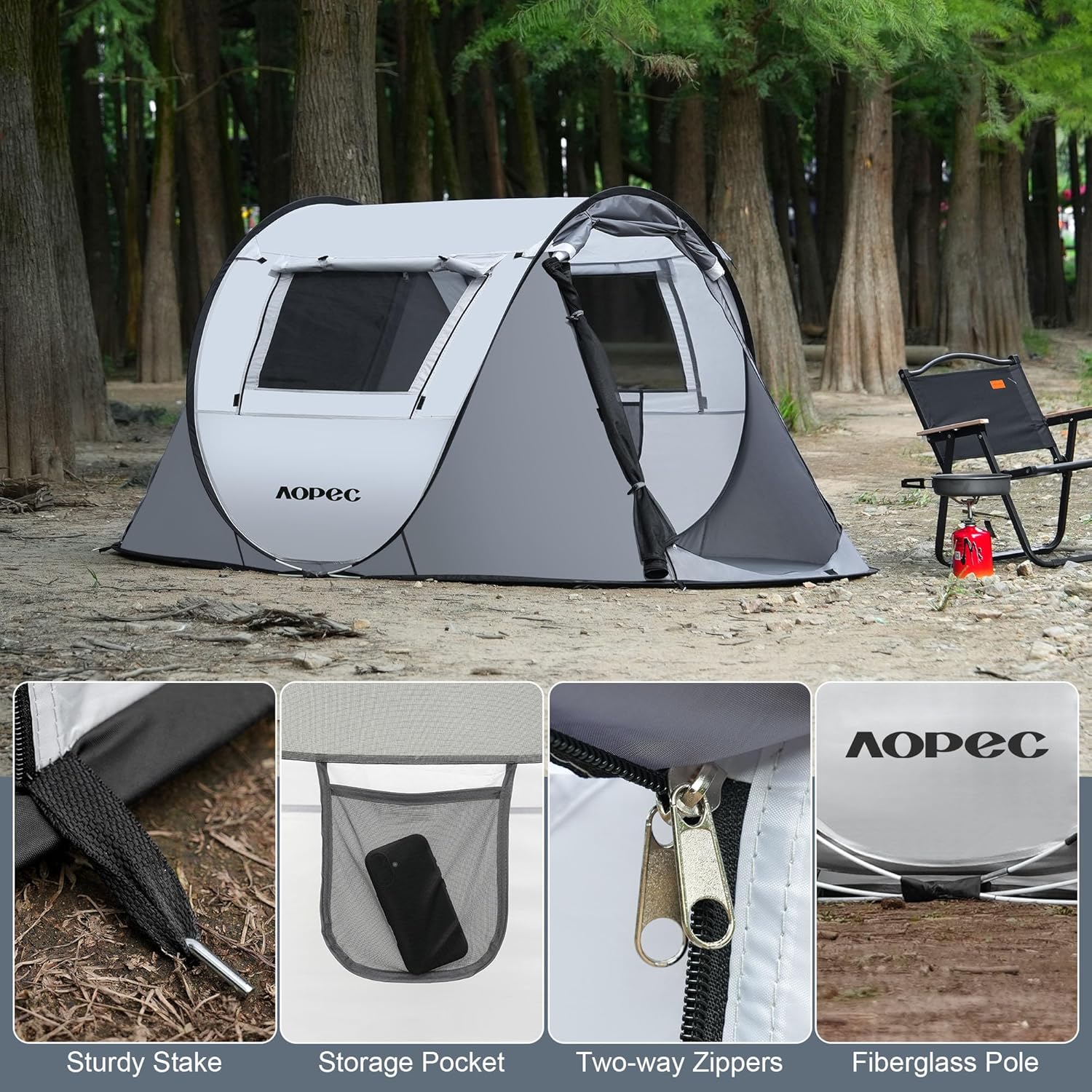 Ventilated 2-Person Tent Interior with Dual Doors and Mosquito Mesh
