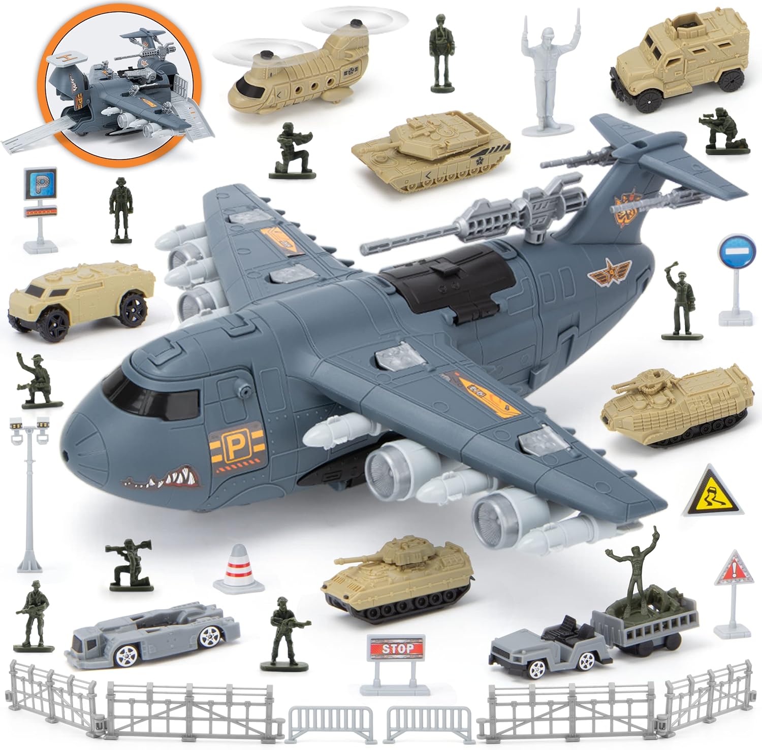 Military Airplane Toy Set, Army Toys Fighter Jet Playset -  BigGreenBear.com Toys 29.99 USD Big Green Bear