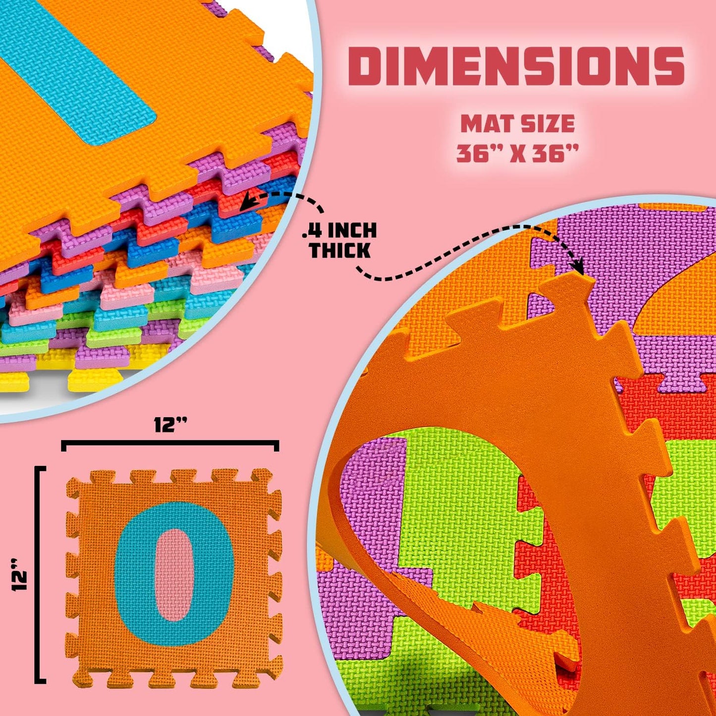 Foam Play Mat for Baby Kids 12x12-10 Interlocking Foam Puzzle Floor Mat Tiles