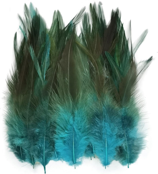 100PCS Saddle Hackle Rooster Feather for Crafts, 5-7 inch  Lake Blue -  Big Green Bear arts 8.99 USD Big Green Bear