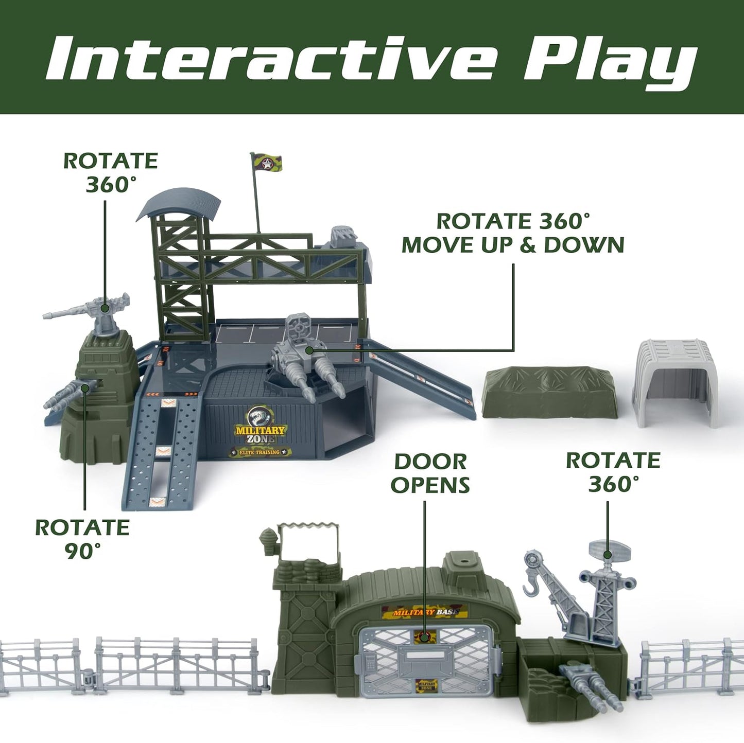 Army Toys Set 13 Vehicles Airplane Tank Trucks Helicopter Fighter Jet, Play Mat Army Men -  BigGreenBear.com Toys 32.00 USD Big Green Bear