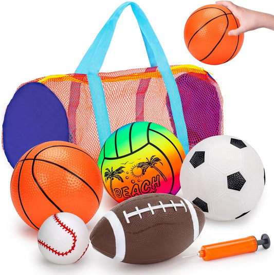 NEW! 5 Pack Sports Balls Set for Kids with Bag Balls for Toddlers 1-3