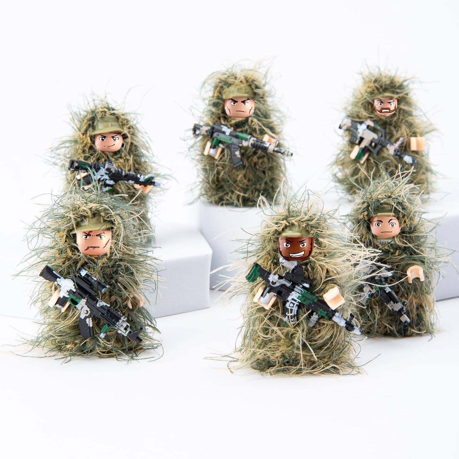 Military Camouflage Soldiers, Action Minifigures in Jungle Fatigues (6 Included) -  BigGreenBear.com Building Toys 26.37 USD Big Green Bear