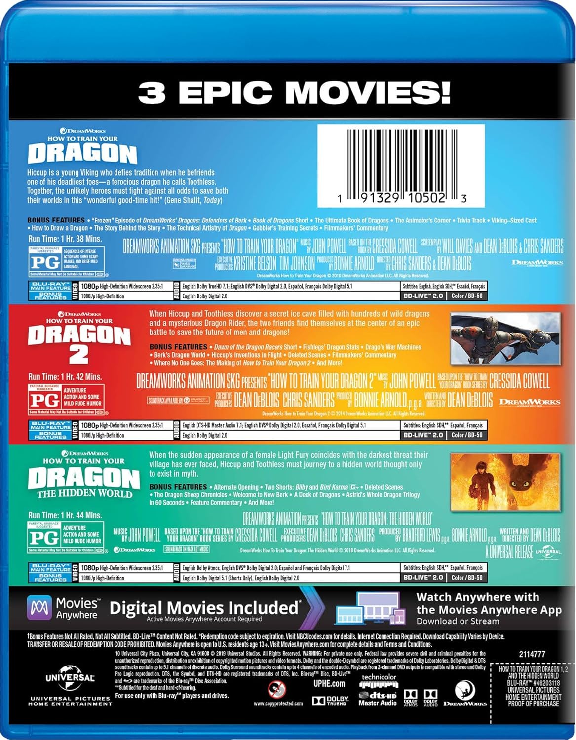 How to Train Your Dragon: 3-Movie Collection - Blu-ray + Digital -  BigGreenBear.com Movie 11.25 USD Big Green Bear