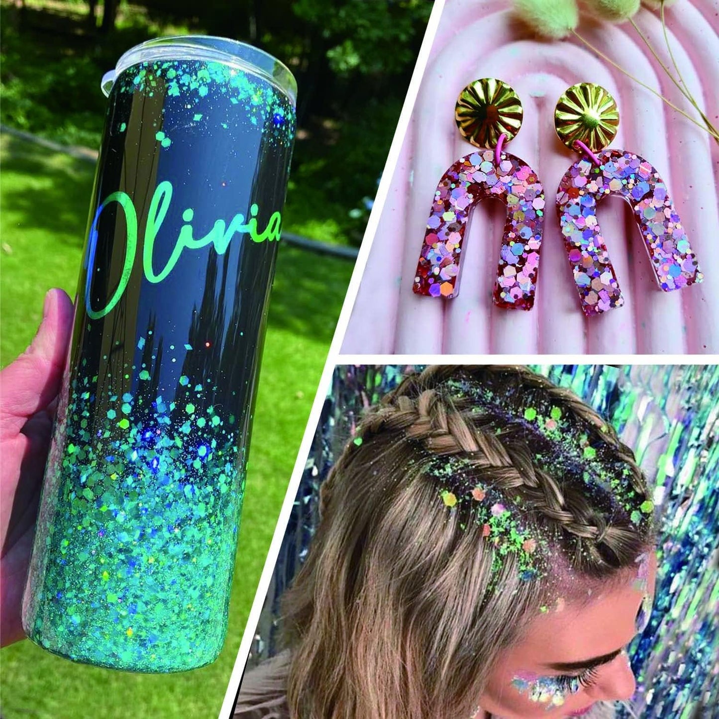 Holographic Chunky Glitter, Set of 36 Colors Craft Glitter