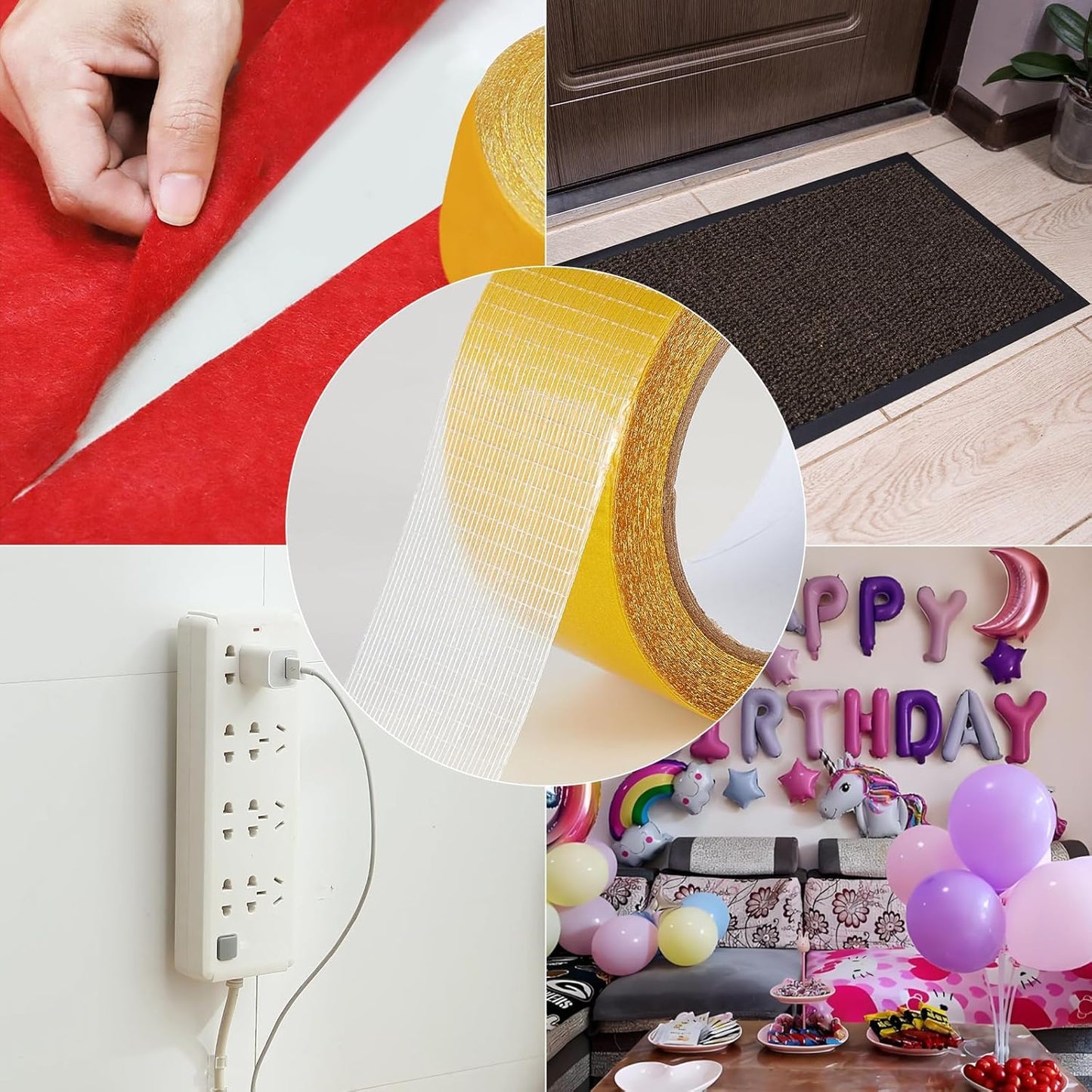 Double Sided Fabric Tape Heavy Duty, Double Stick Carpet Tape 2 Rolls (1In+2In x33Ft)