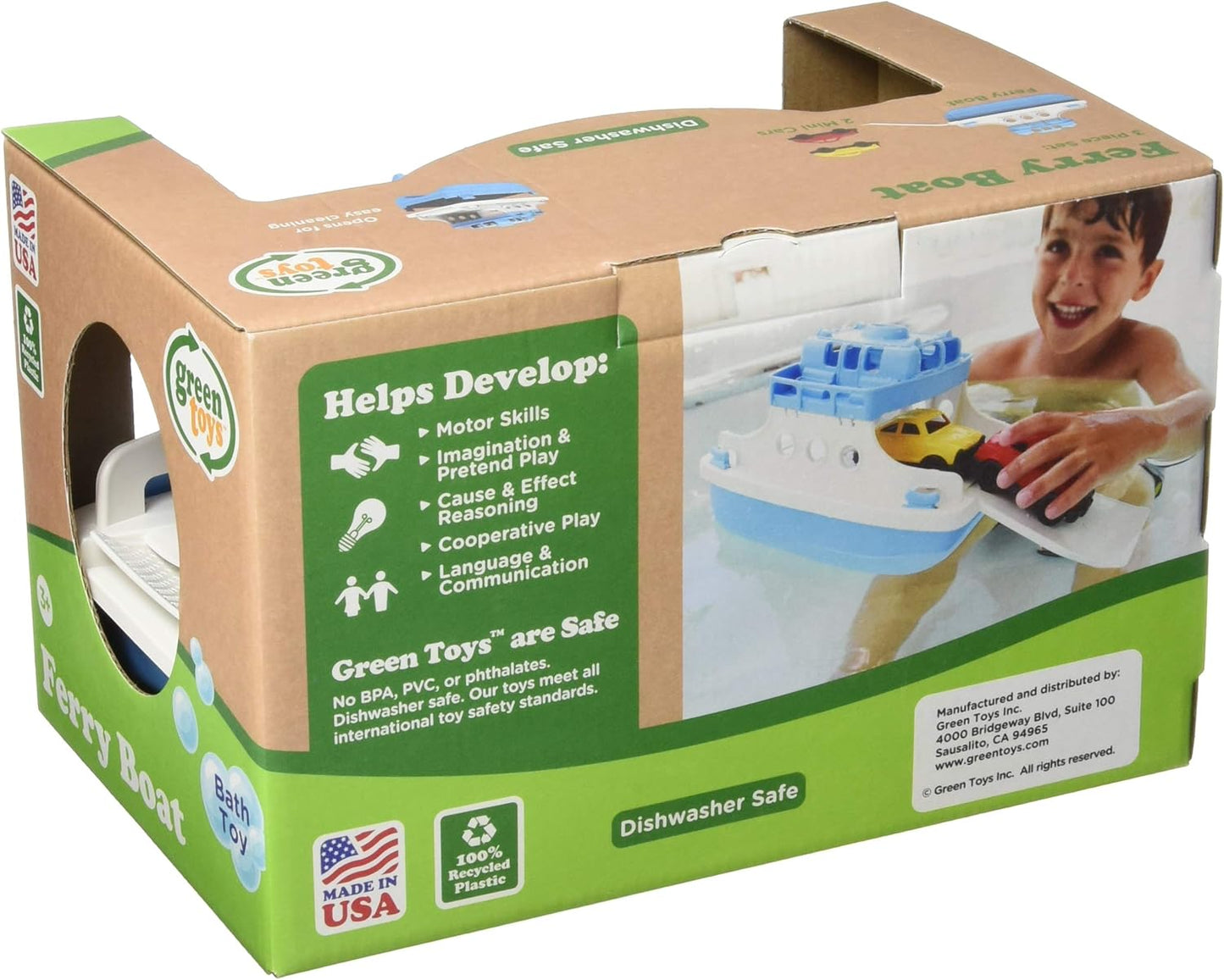 Ferry Boat, Blue/White 4C - Pretend Play, Motor Skills, Kids Bath Toy -  BigGreenBear.com Toys 24.50 USD Big Green Bear
