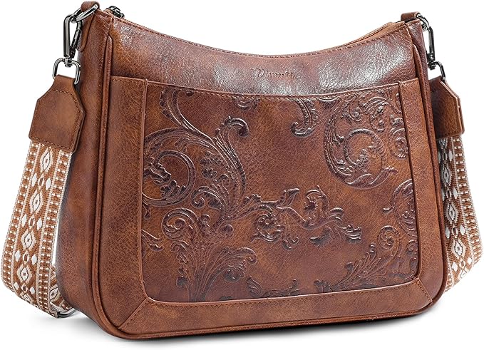 Crossbody Bags for Women, Vegan Leather Embossed Flower -  BigGreenBear.com HANDBAGS 34.00 USD Big Green Bear