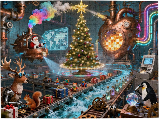 Christmas Puzzles for Adults, 500 Piece Steampunk Santa Claus -  BigGreenBear.com puzzles 21.99 USD Big Green Bear