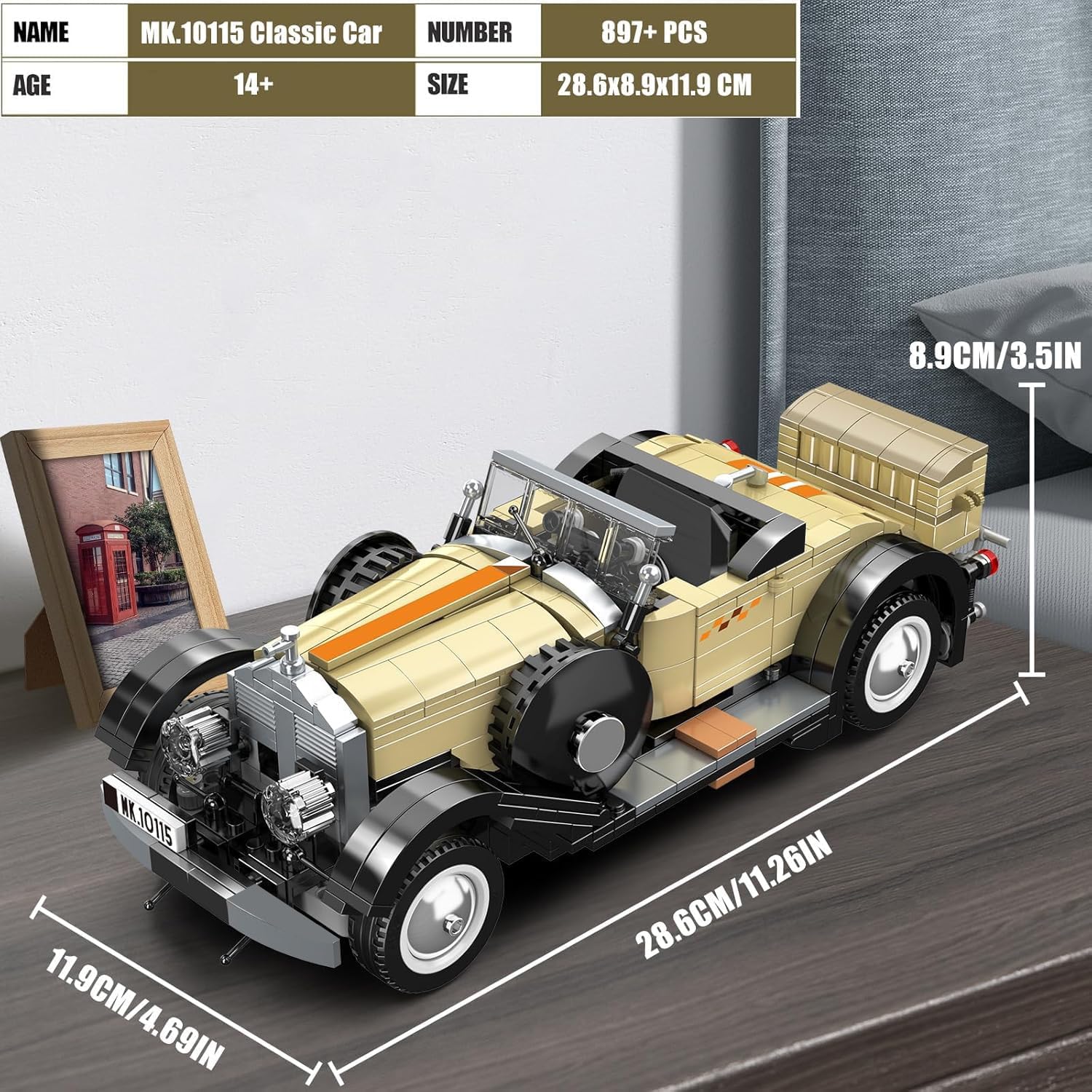 Mould King 10115 Classic Cars Building Kits, MOC Vintage Car Model 897+ Pieces -  BigGreenBear.com Building Toys 59.99