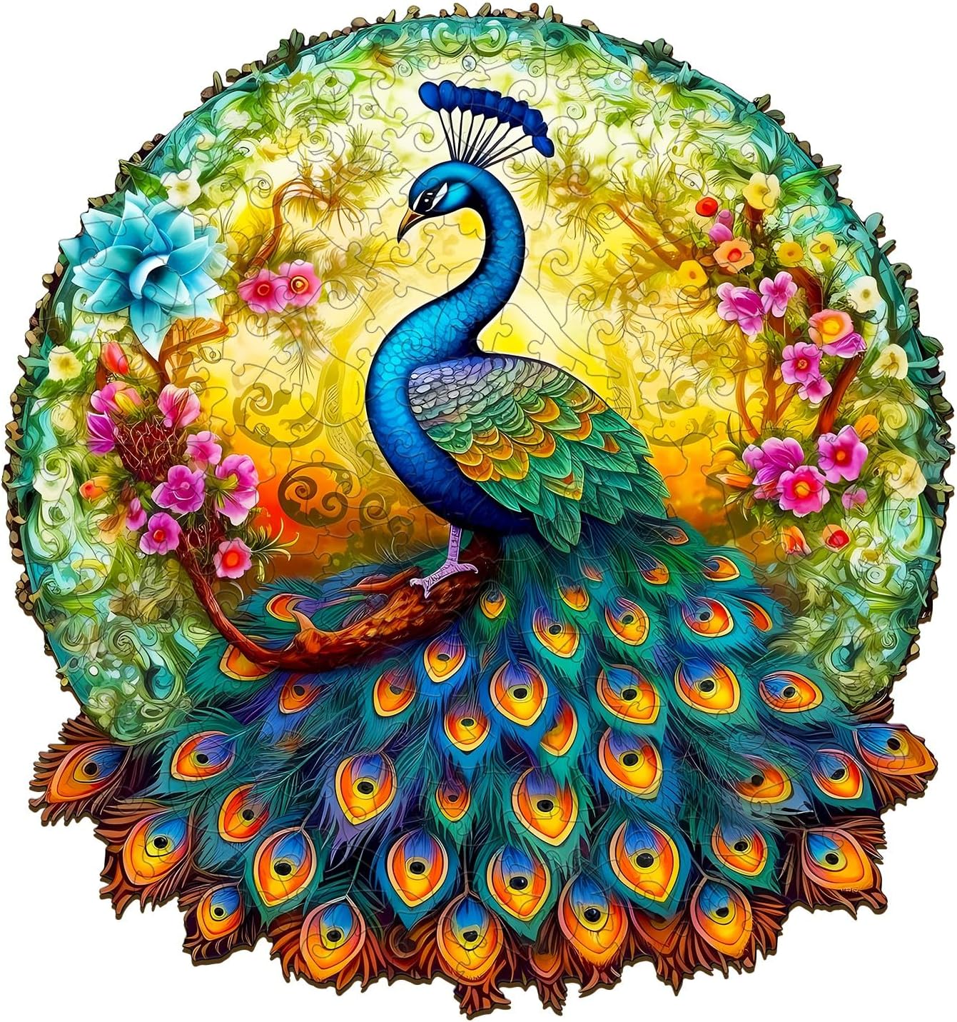 Wooden Jigsaw Puzzle for Adults, Mandala Peacock Puzzle