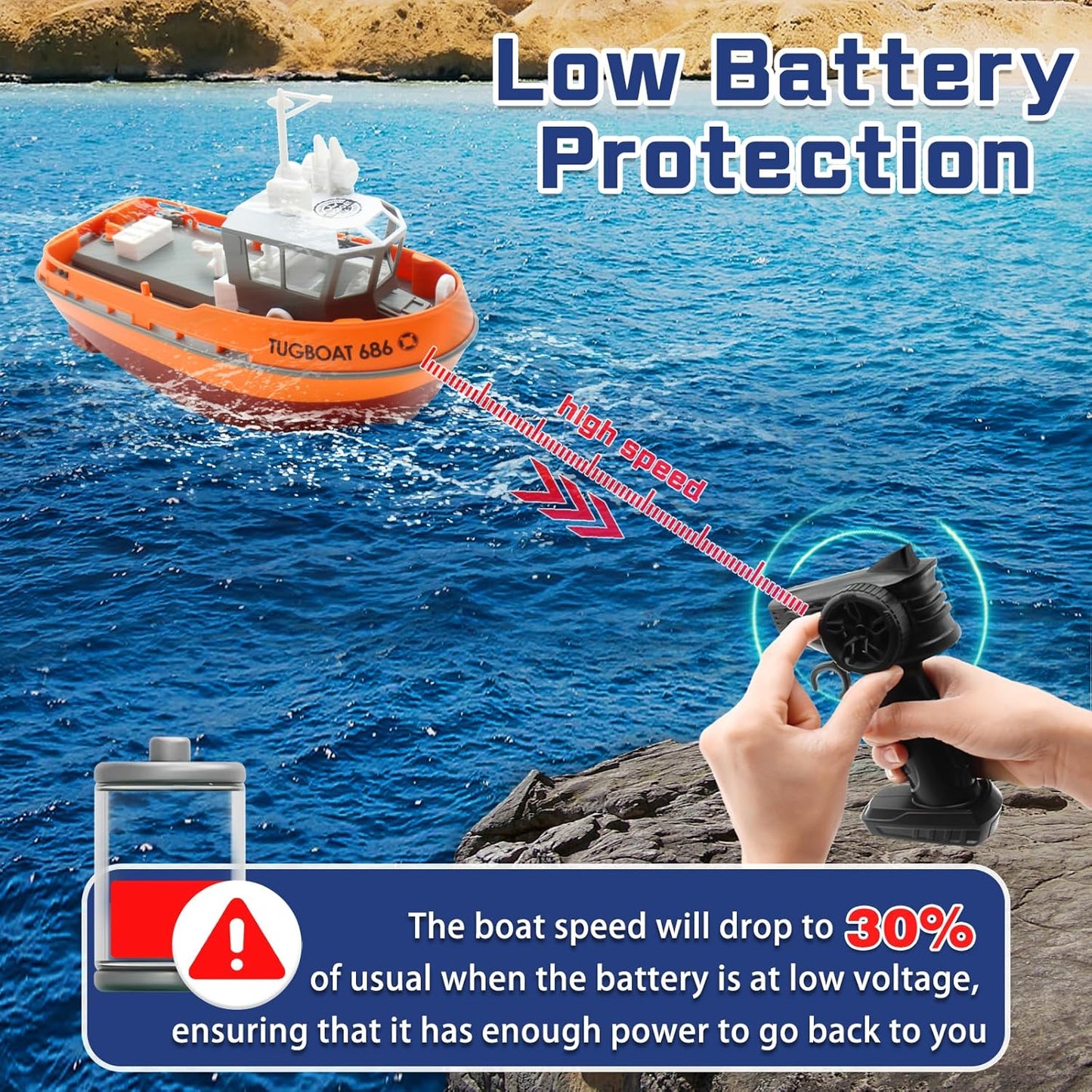 RC Boat, 1/72 RC Tugboat for Pools and Lakes -  BigGreenBear.com rc boats 29.95 USD Big Green Bear