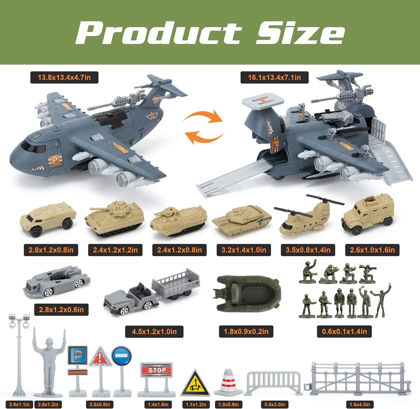 Military Airplane Toy Set, Army Toys Fighter Jet Playset -  BigGreenBear.com Toys 29.99 USD Big Green Bear