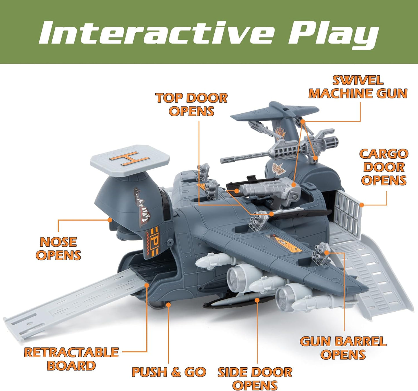 Military Airplane Toy Set, Army Toys Fighter Jet Playset -  BigGreenBear.com Toys 29.99 USD Big Green Bear