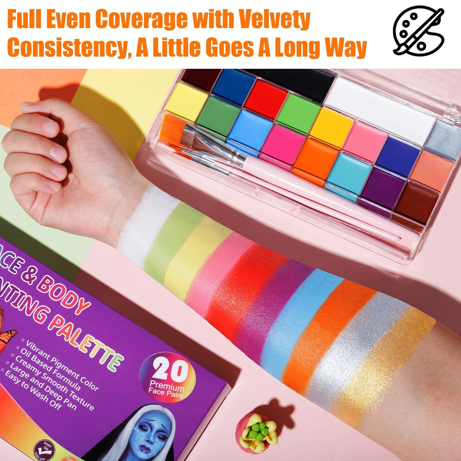 Face Body Paint Kit, 20 Colors Oil Based Painting Palette