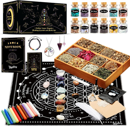 Witchcraft Supplies Kit, 80Pack Witch Starter Kit Wiccan Supplies and Tools -  BigGreenBear.com games 39.99 USD Big Green Bear