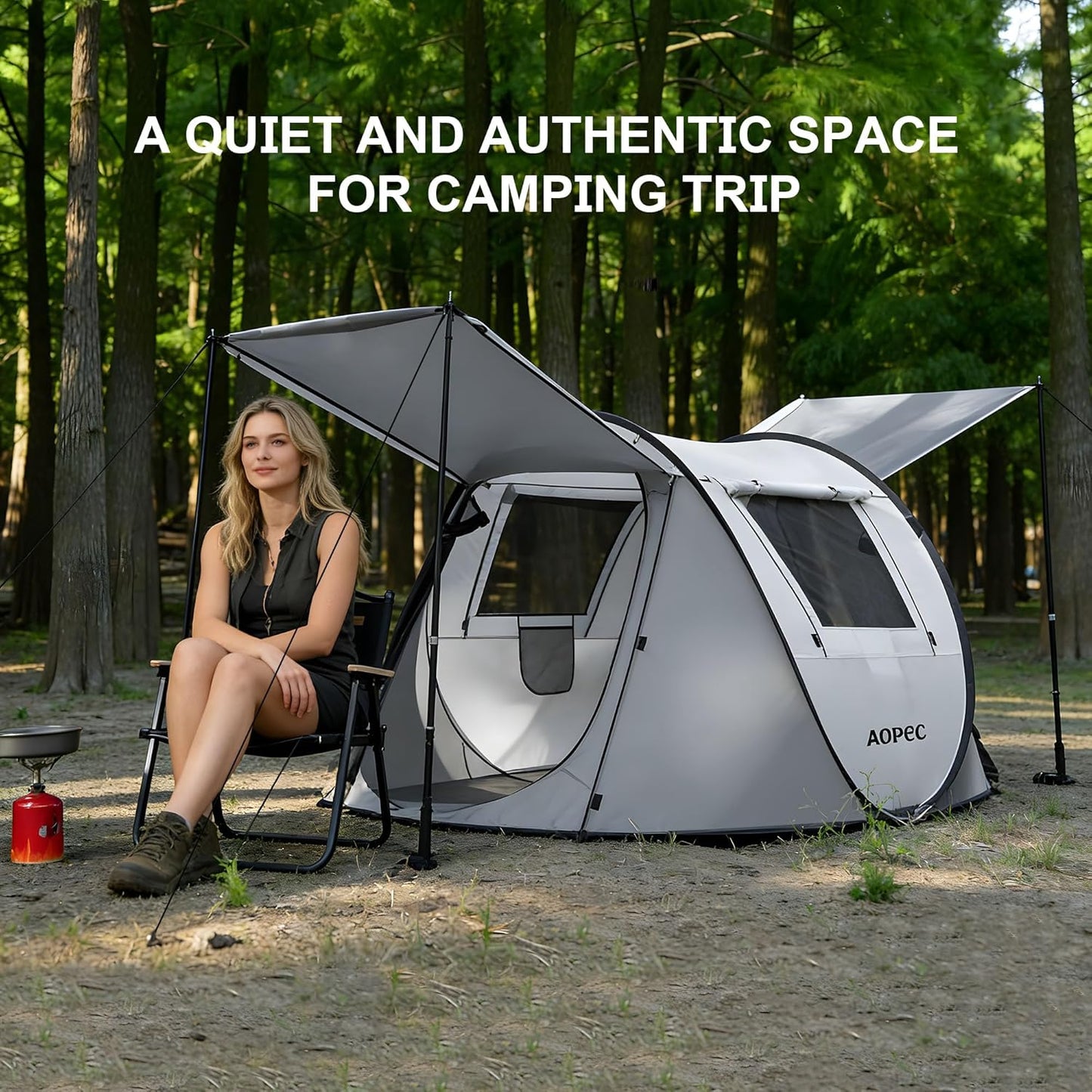 Ventilated 2-Person Tent Interior with Dual Doors and Mosquito Mesh
