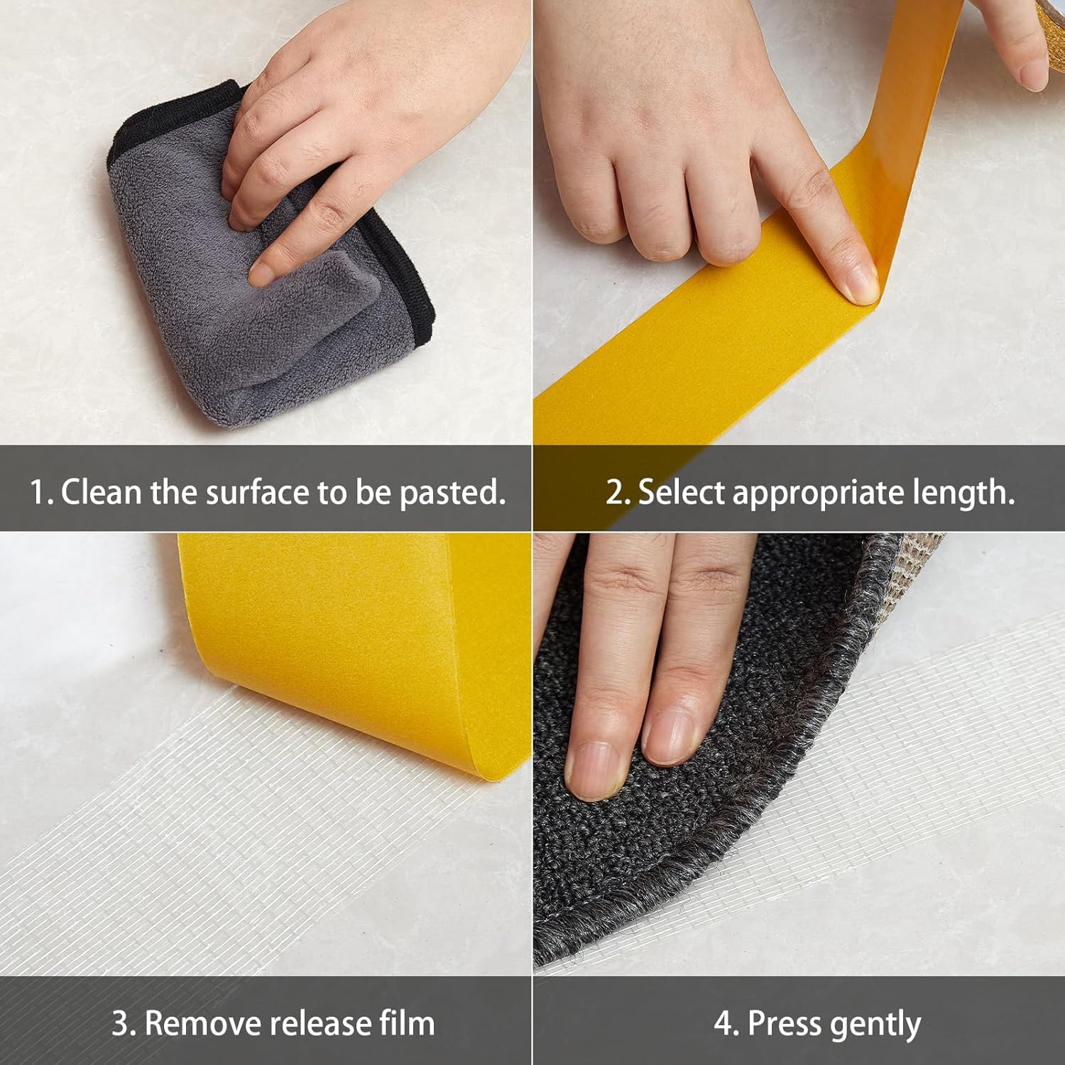 Double Sided Fabric Tape Heavy Duty, Double Stick Carpet Tape 2 Rolls (1In+2In x33Ft)