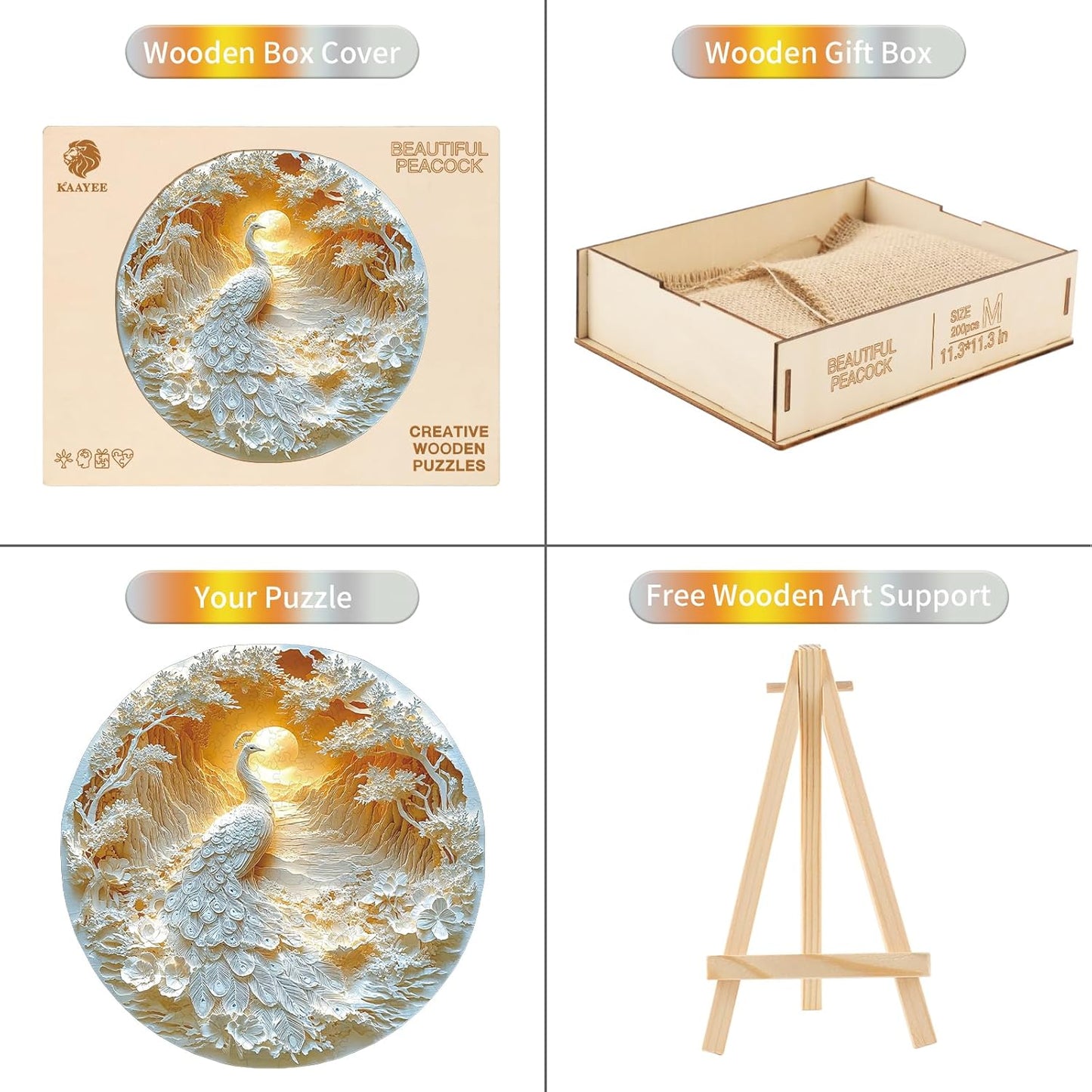 Wooden Puzzles for Adults, 3D Visual Effect Beautiful Peacock