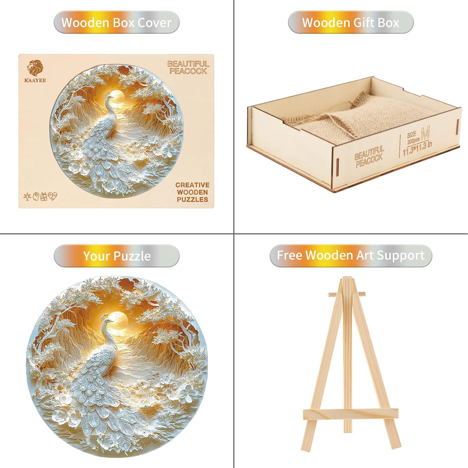 Wooden Puzzles for Adults, 3D Visual Effect Beautiful Peacock