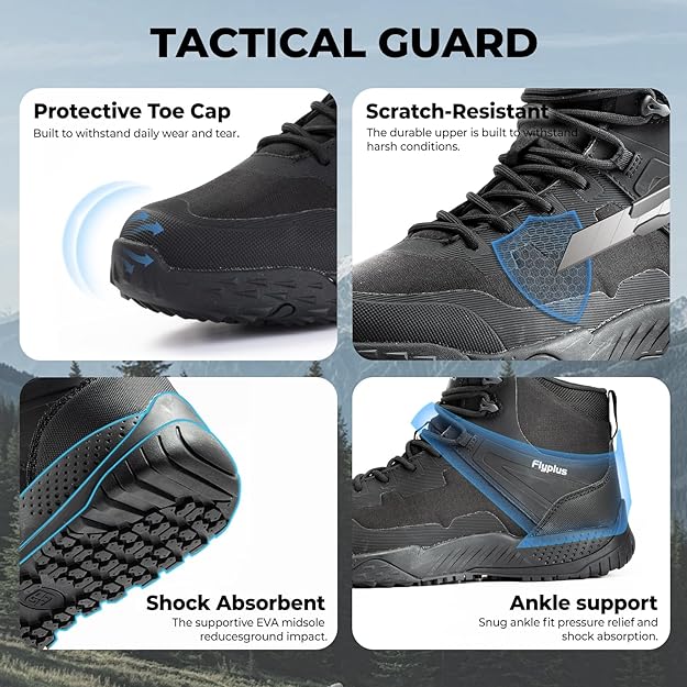 Reinforced TPU toe cap and integrated tongue on waterproof combat boots