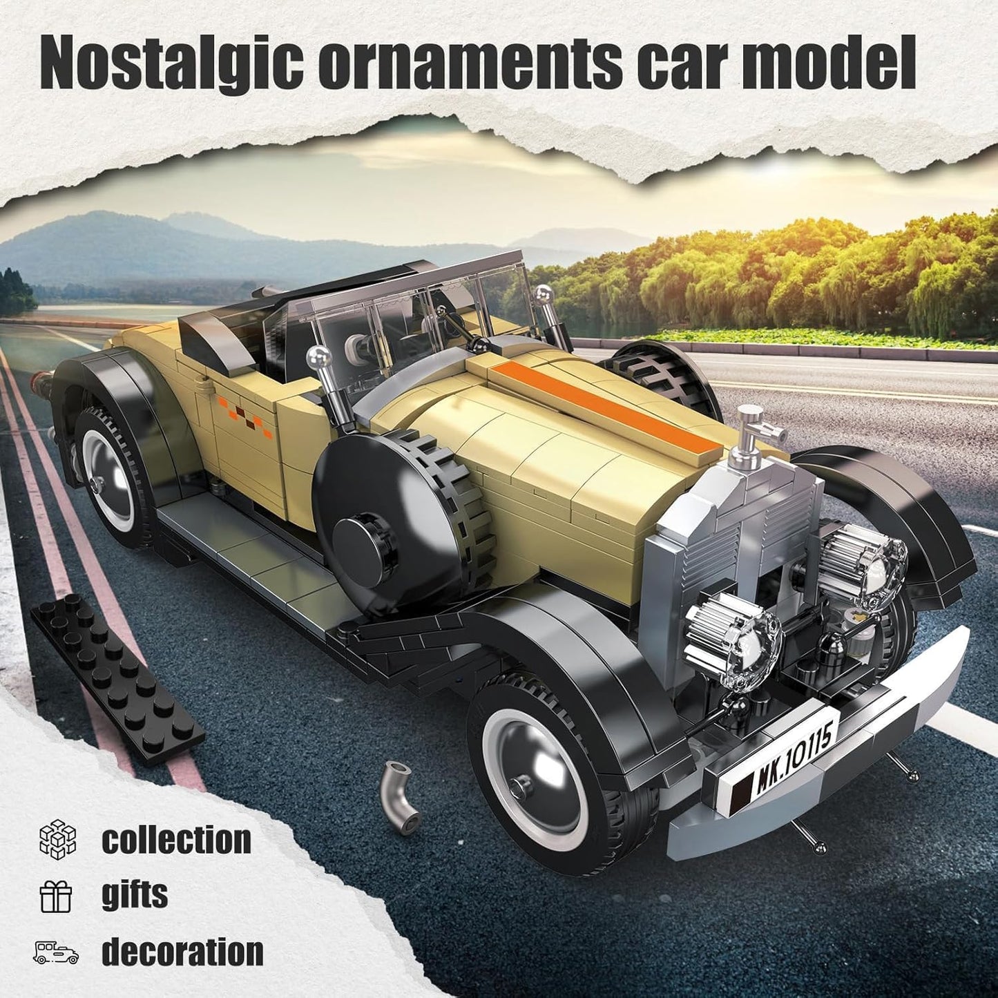 Mould King 10115 Classic Cars Building Kits, MOC Vintage Car Model 897+ Pieces -  BigGreenBear.com Building Toys 59.99