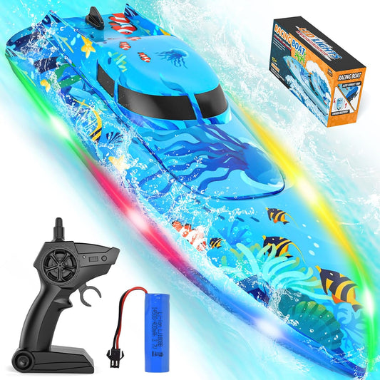 Remote Control Boat with LED Lights 2.4GHz -  BigGreenBear.com rc boats 22.99 USD Big Green Bear
