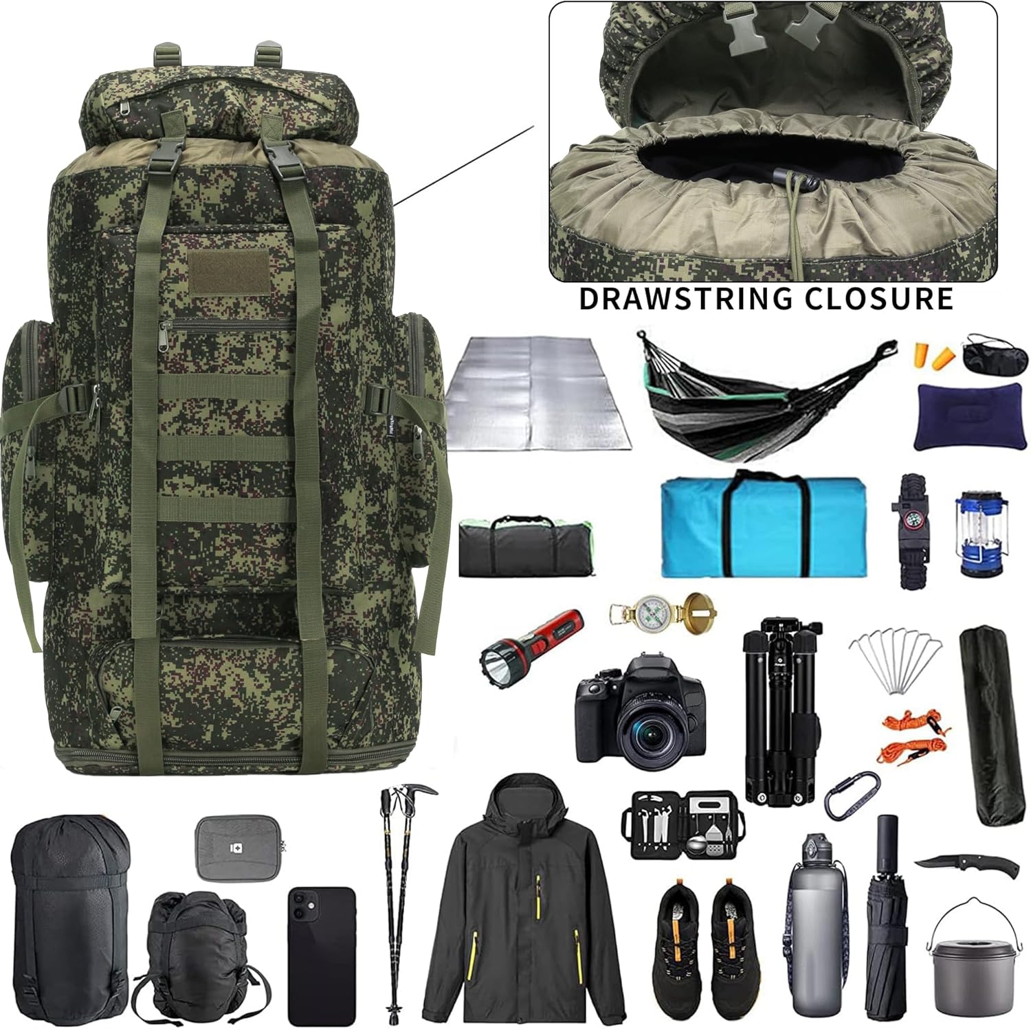  Ergonomic back support on green tactical pack featuring breathable mesh and thick sponge padding.