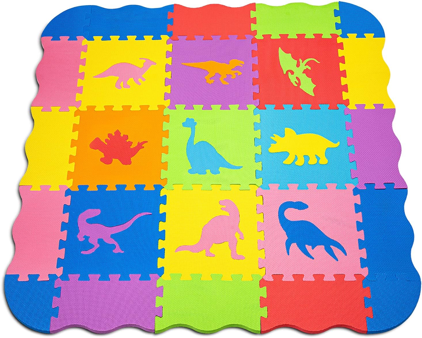 Foam Puzzle Floor Mat for Kids 48x48-25 Interlocking Dinosaurs Play Mat Tiles