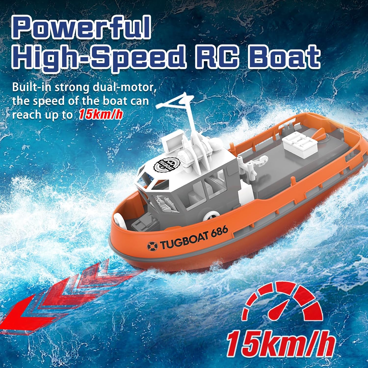 RC Boat, 1/72 RC Tugboat for Pools and Lakes -  BigGreenBear.com rc boats 29.95 USD Big Green Bear