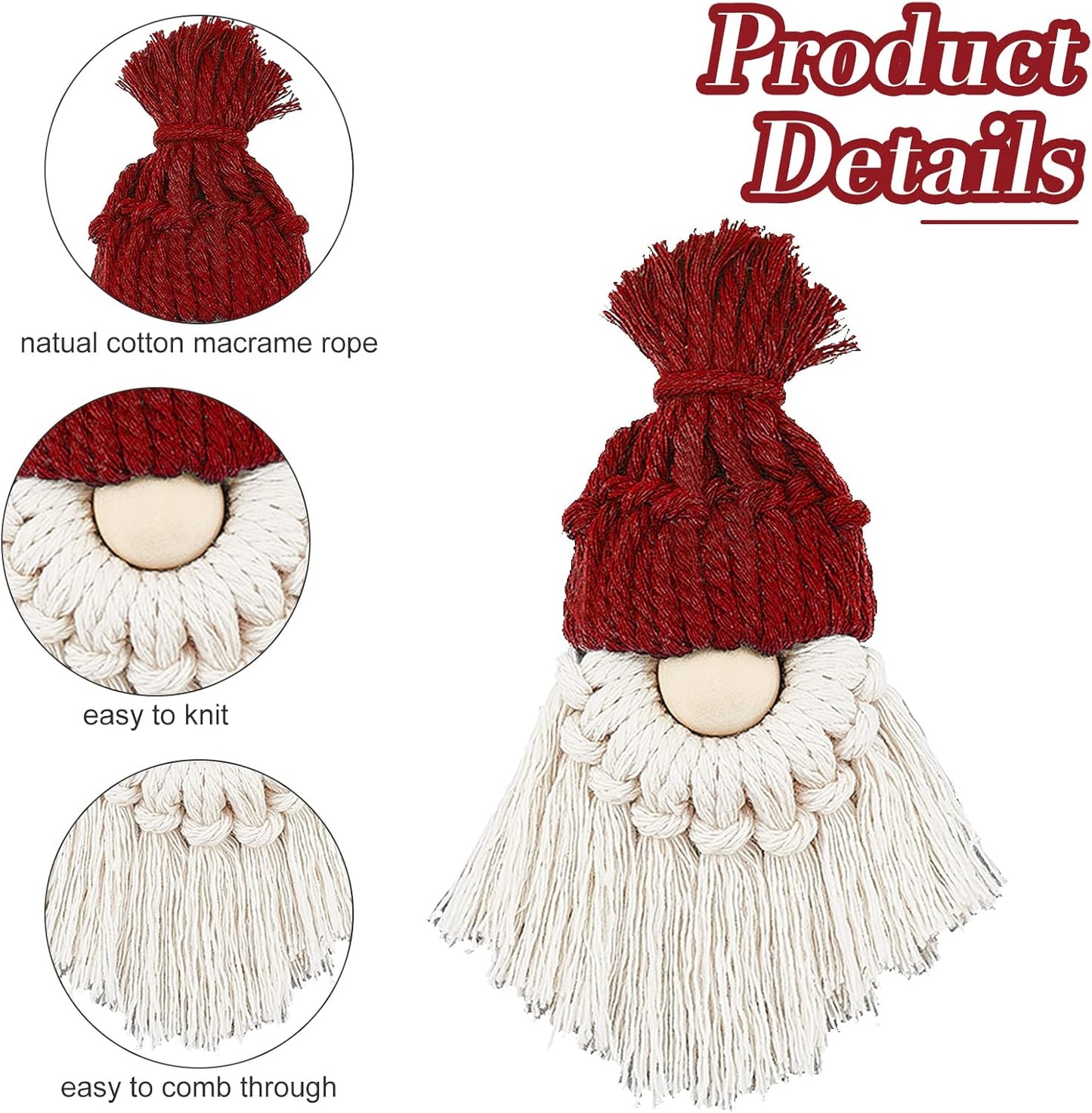 6 Set DIY Macrame Christmas Gnomes Santa Claus Kit