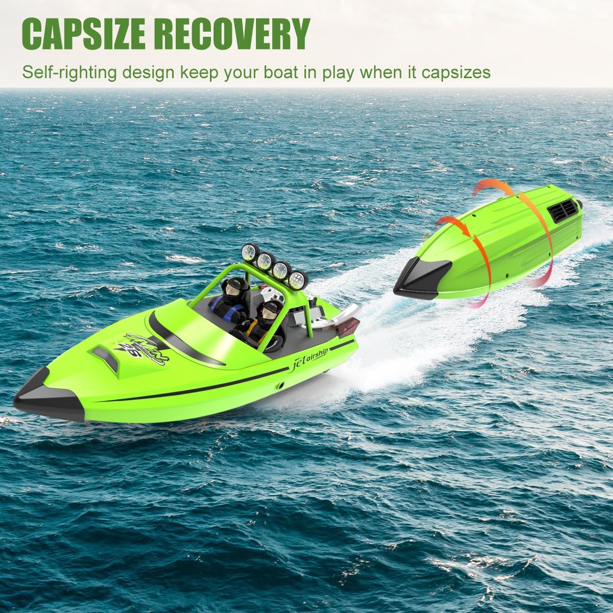 2.4GHz Remote Control Boats with LED Light, 20MPH Fast Speed Racing -  BigGreenBear.com rc boats 75.00 USD Big Green Bear