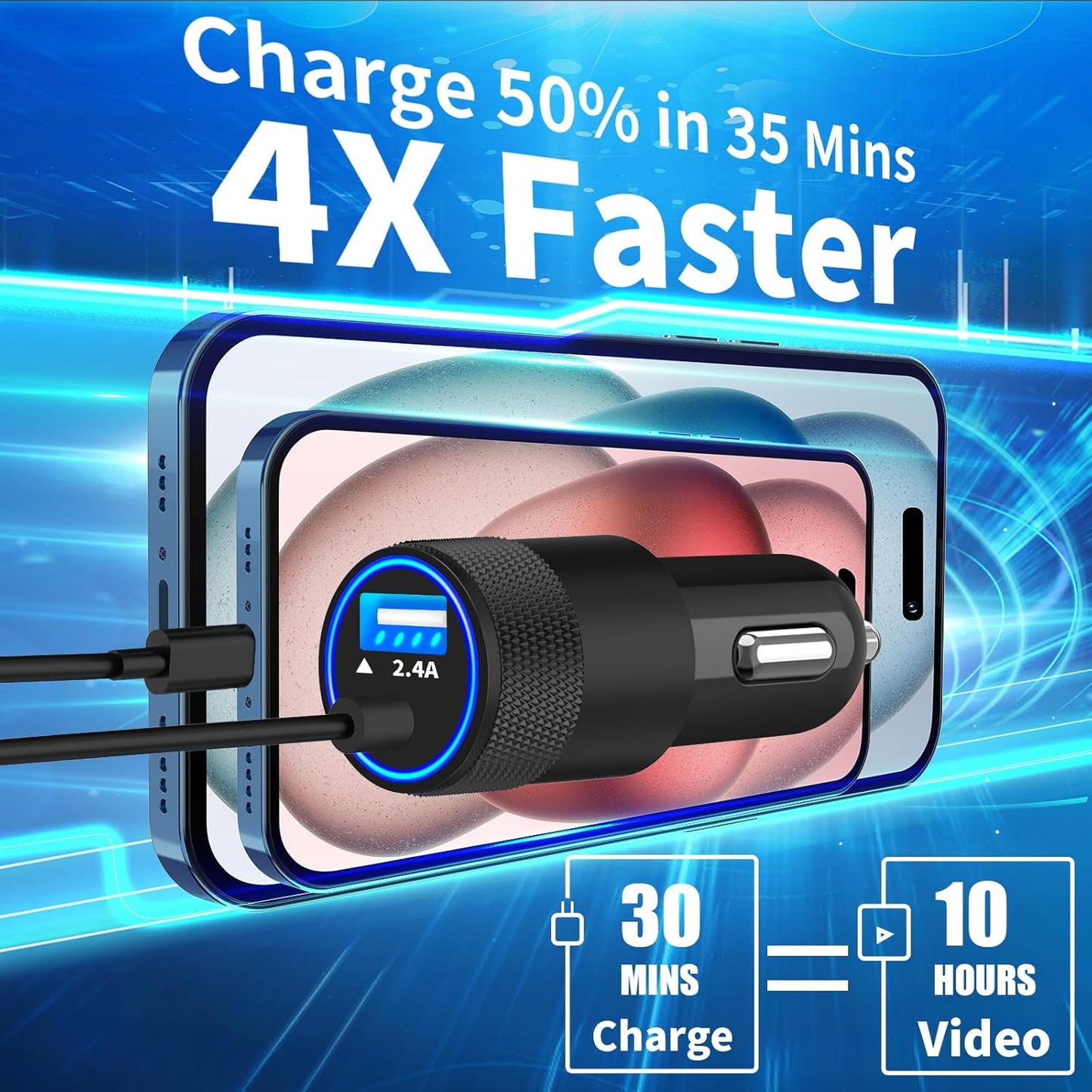 【MFi Certified】iPhone Fast Car Charger, for iPhone 14 13 12 11 Pro Max XS Mini XR X SE iPad -  BigGreenBear.com cell phone 8.99 USD Big Green Bear