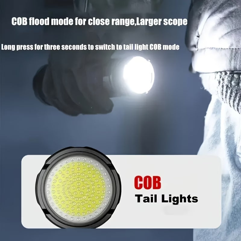 COB tail light with close-up of LED components and text on a dark background