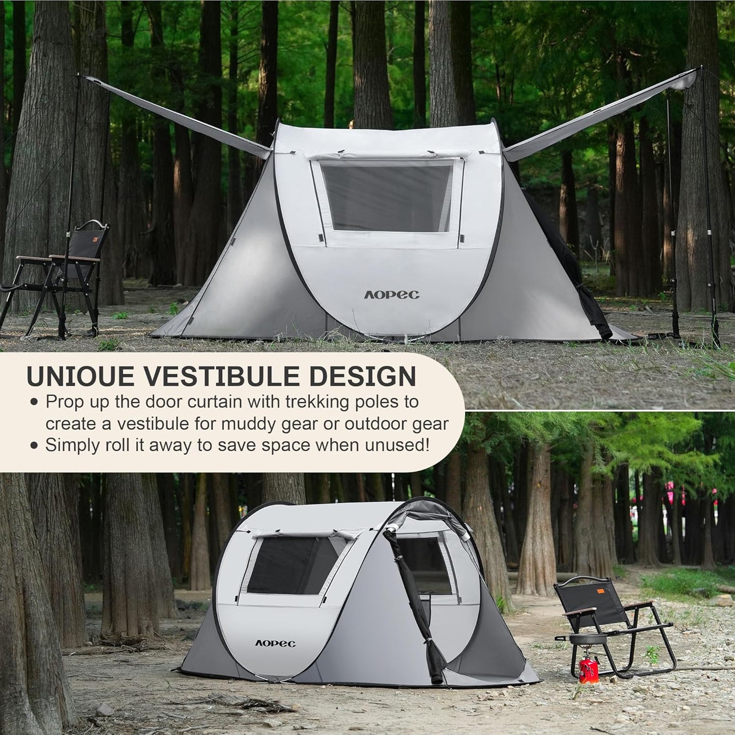 Ventilated 2-Person Tent Interior with Dual Doors and Mosquito Mesh
