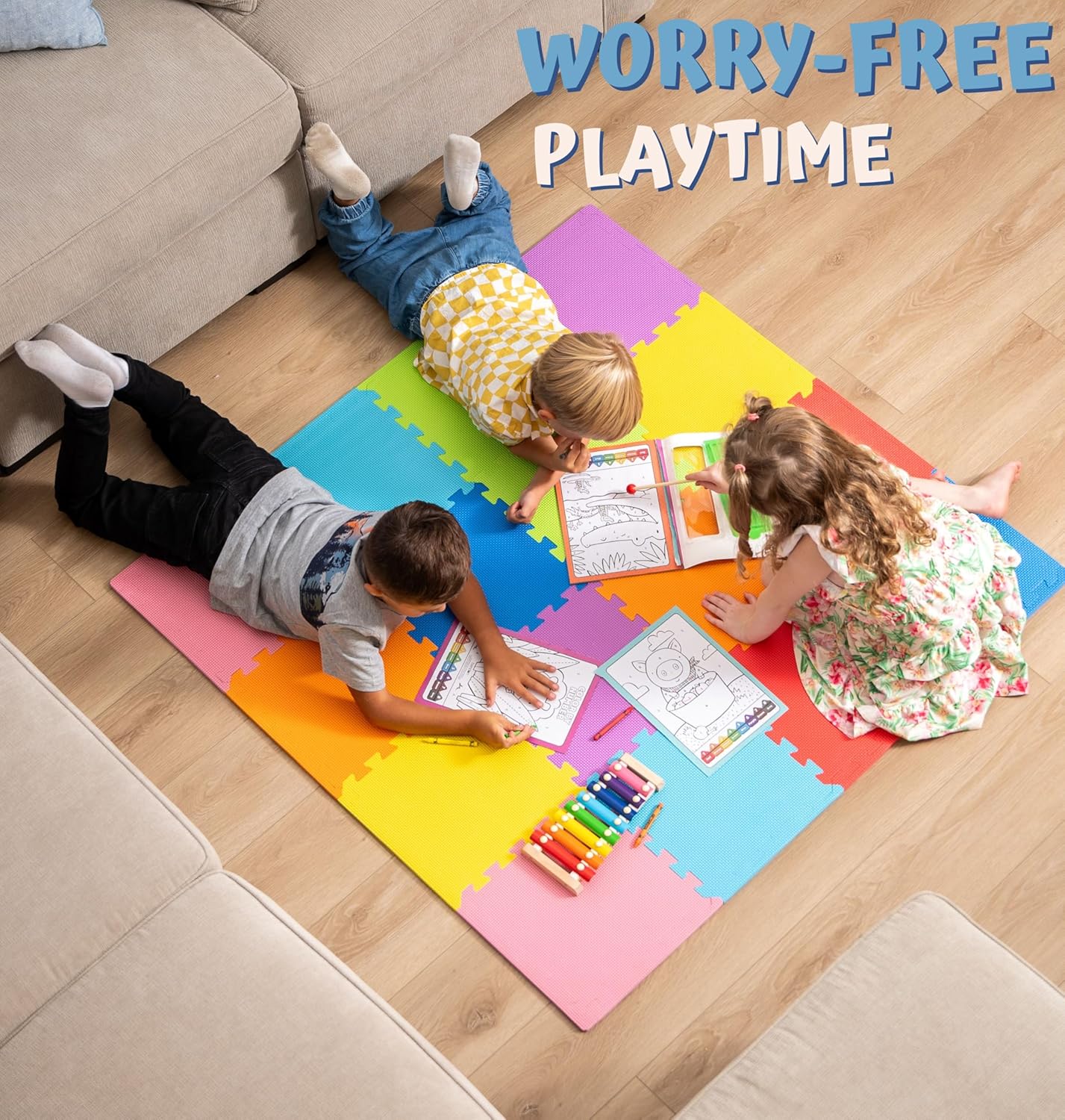 Foam Puzzle Floor Mat for Kids 12x12-16 Interlocking