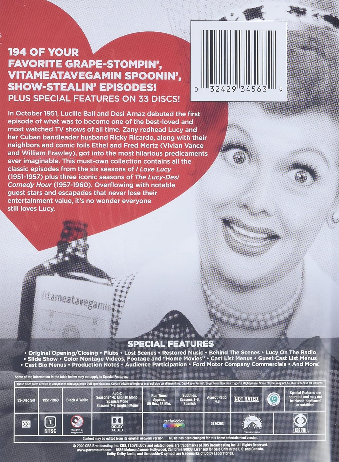 I Love Lucy Complete Series 33 Disc DVD Box Set, Seasons 1-9 -  BigGreenBear.com tv shows 39.65 USD Big Green Bear