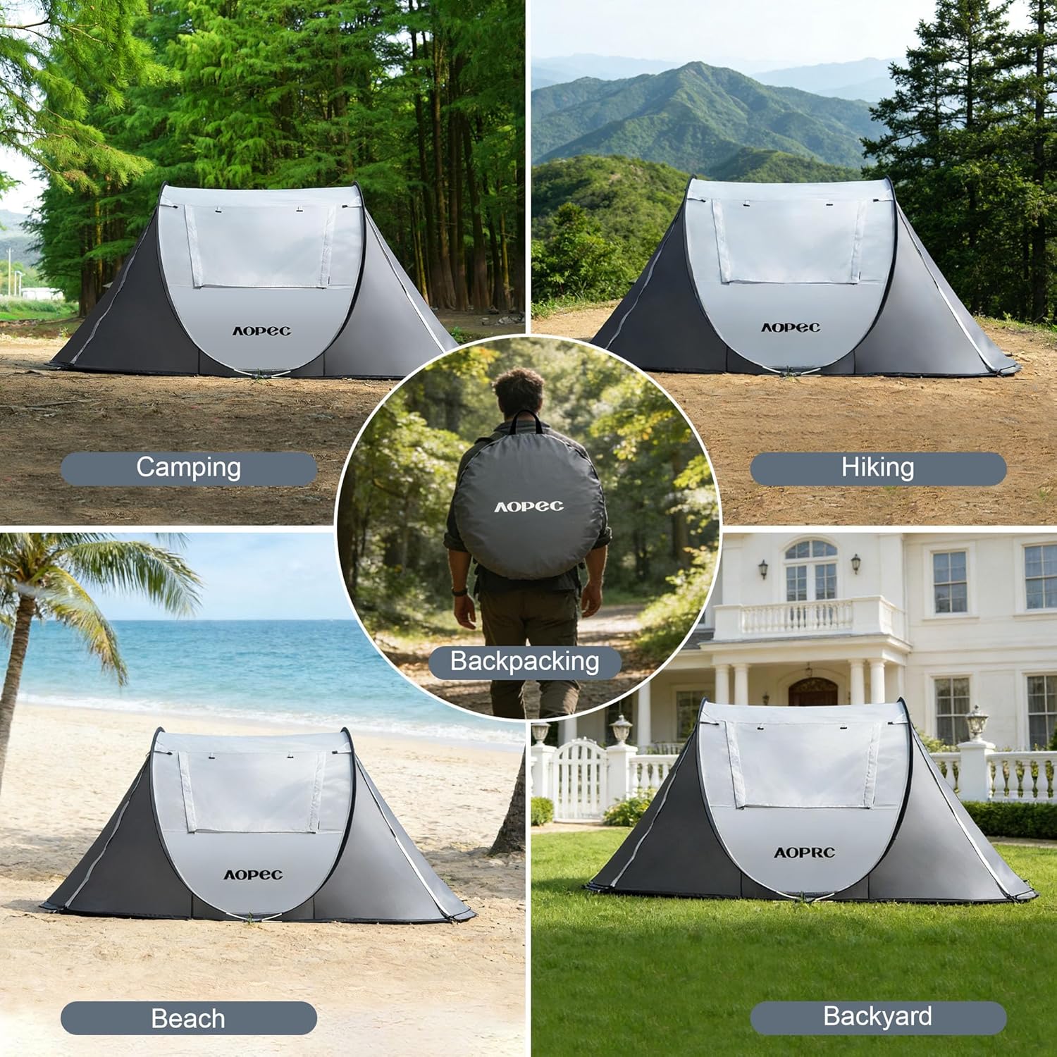 Ventilated 2-Person Tent Interior with Dual Doors and Mosquito Mesh
