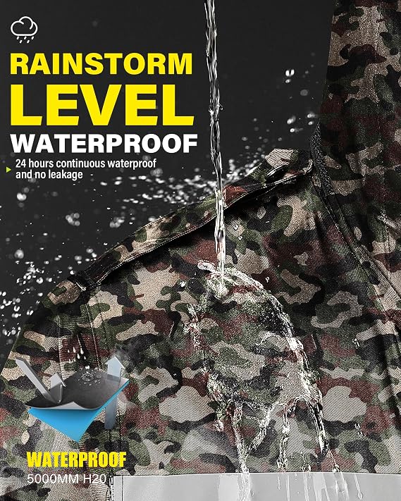 Waterproof Camo Hiking Hunting Long Raincoat