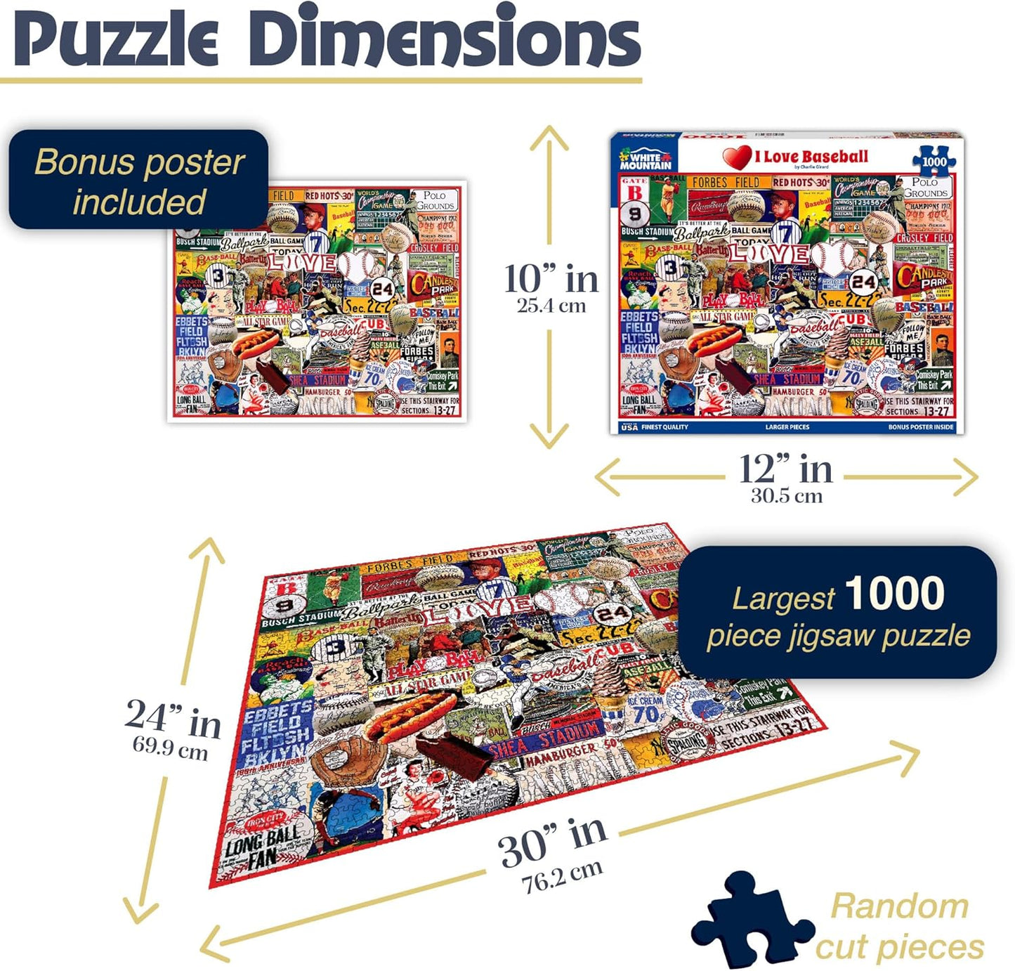 White Mountain Puzzles - I Love Baseball - 1000 Piece Jigsaw Puzzle