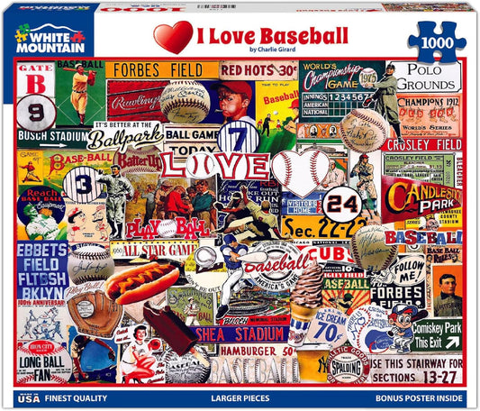 White Mountain Puzzles - I Love Baseball - 1000 Piece Jigsaw Puzzle