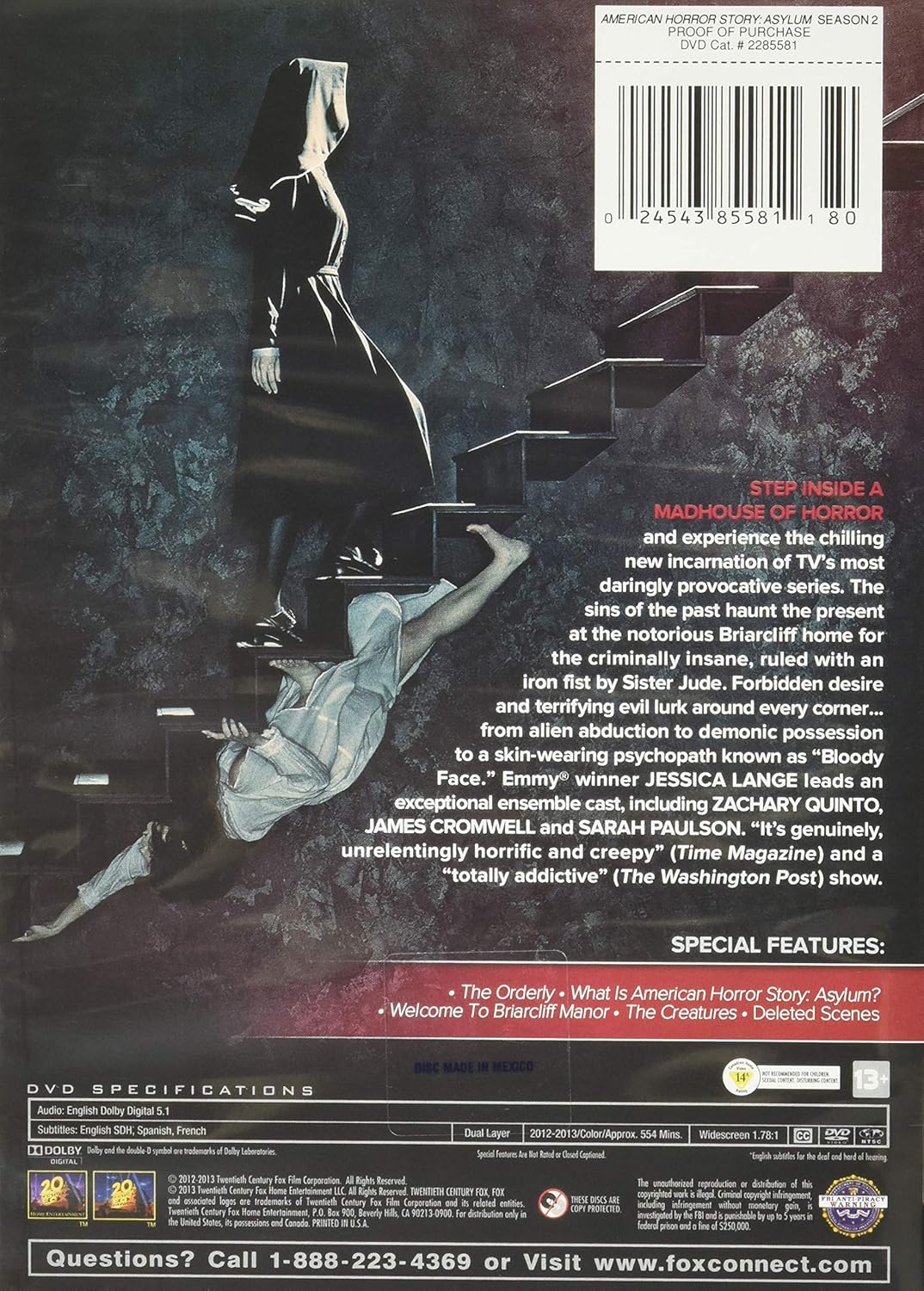 American Horror Story: Asylum - Complete Second Season (DVD 2013 4-Disc) -  BigGreenBear.com tv shows 13.99 USD Big Green Bear