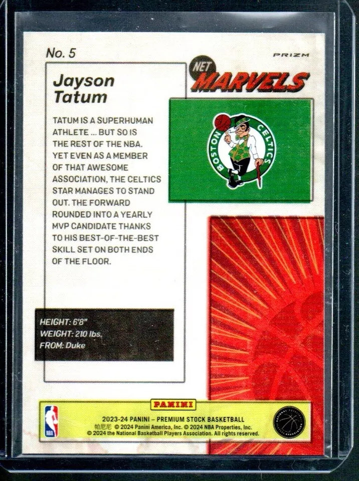 2023-24 NBA Hoops Premium Stock Jayson Tatum Retro Net Marvels Premium SSP