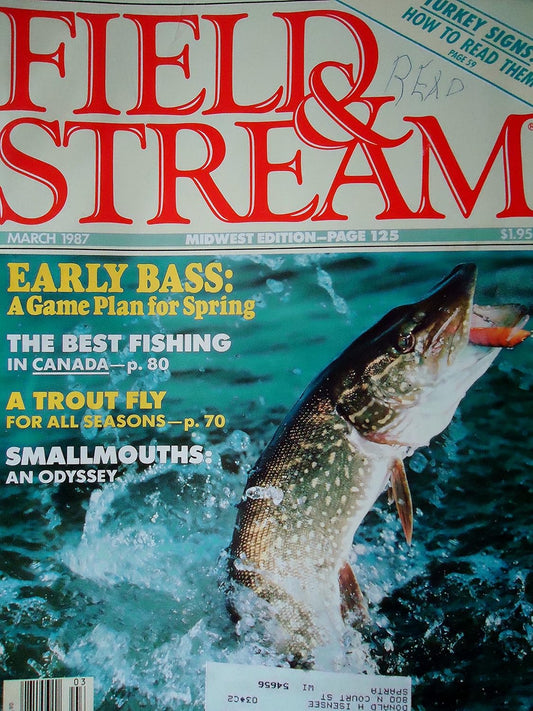 Field & Stream Magazine March 1987 -  BigGreenBear.com Magazine 9.99 USD Big Green Bear